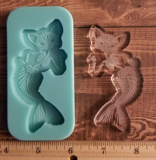 Skeleton Kitty Mermaid Keychain Mold