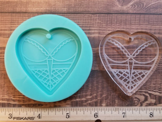 Butt Heart keychain- Ruffle with fishnets