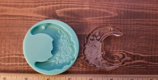 Floral Moon Keychain Mold