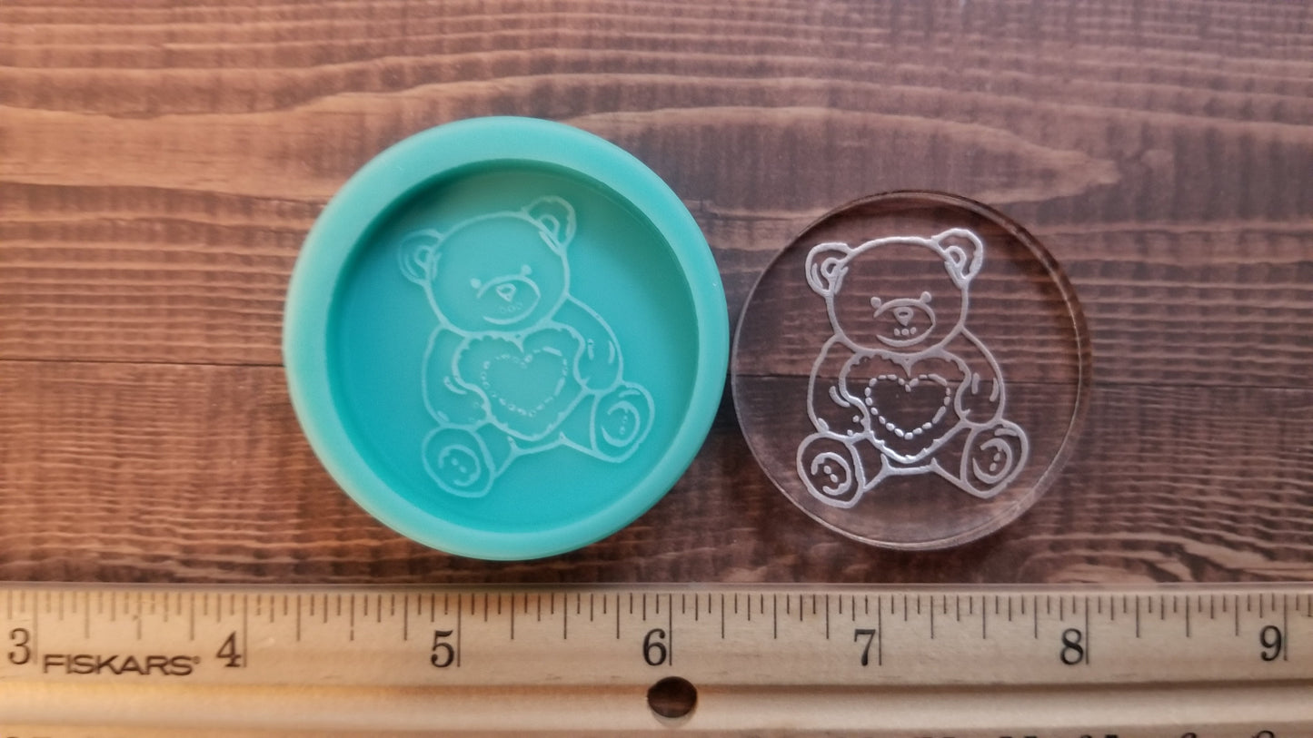 Bear Phone Grip Molds- bear hugging heart