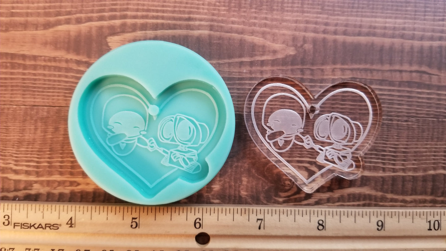 Robots in love Keychain Molds