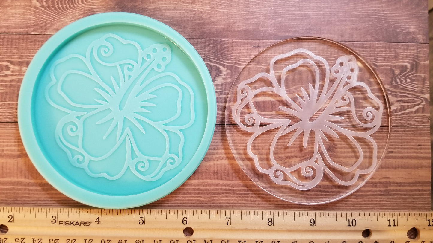 Beach Themed Coaster Mold- single hibiscus