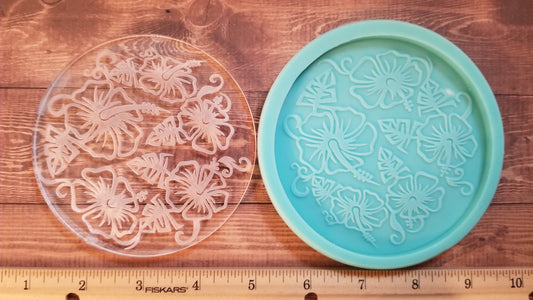 Beach Themed Coaster Mold- multi hibiscus