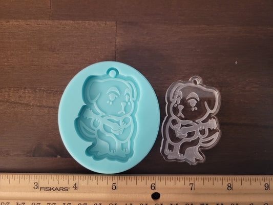 Dog playing guitar Keychain Mold