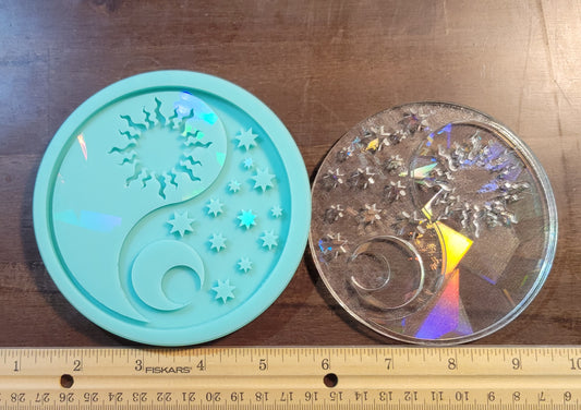 Yin & Yang sun and moon Layered Holographic Coaster Molds