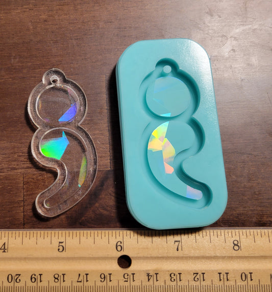 Holographic Semi-Colon Keychain Mold