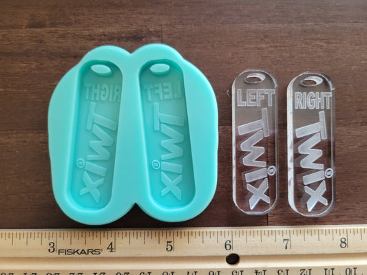 Right and left twix inspired key tags