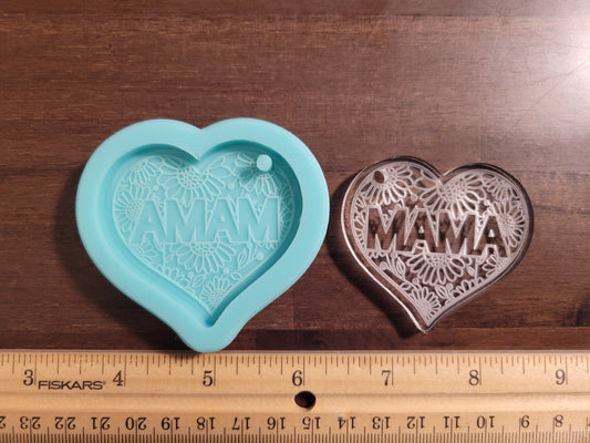 Floral Mama heart keychain