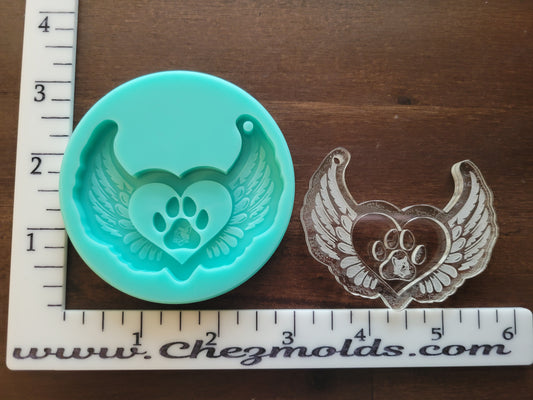 Angle wings with layered cat paw Keychain