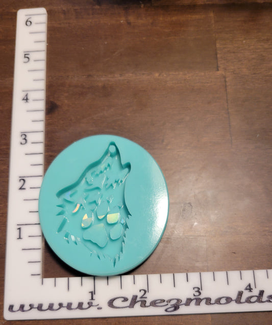 Holo layered Howling wolf with paw Keychain