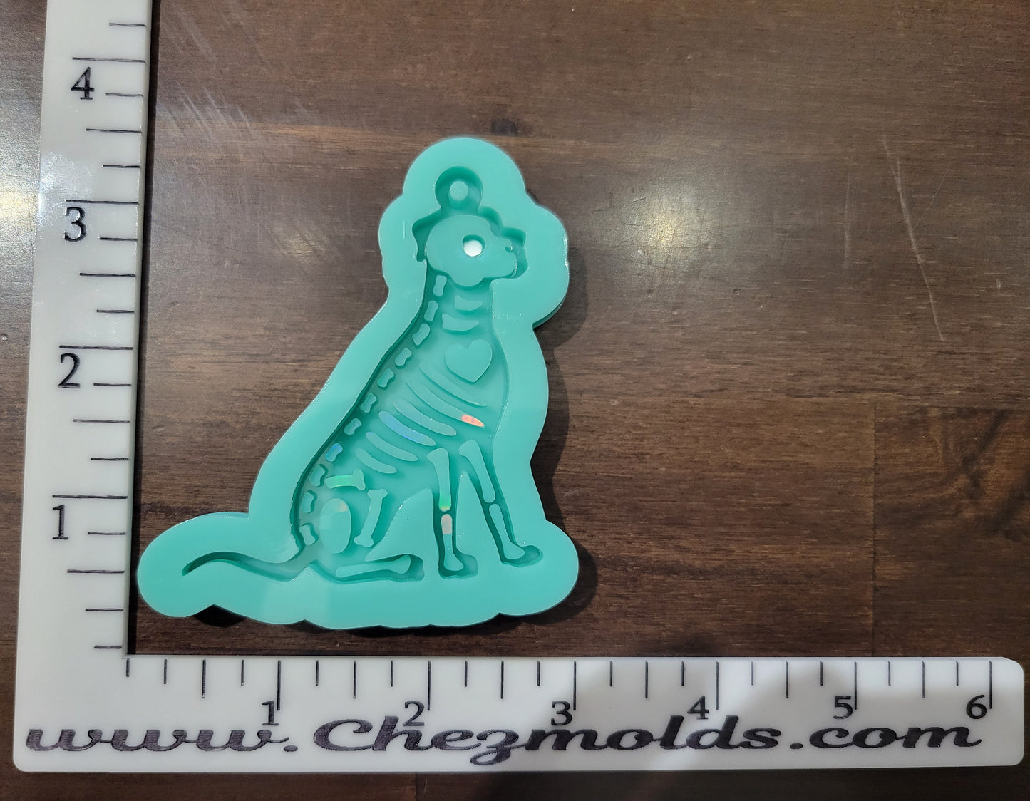 Holo Skeleton dog tall keychain