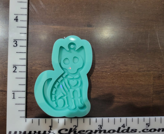 Holo Skeleton kitty keychain