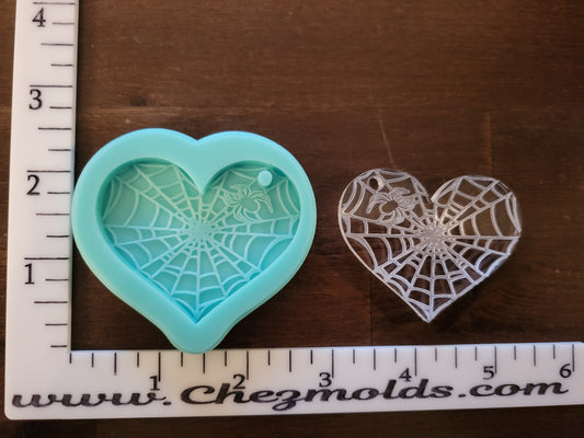 Spiderweb heart keychain