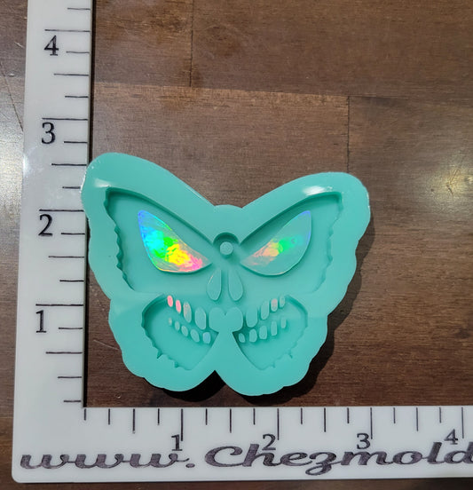 Holo skull moth keychain