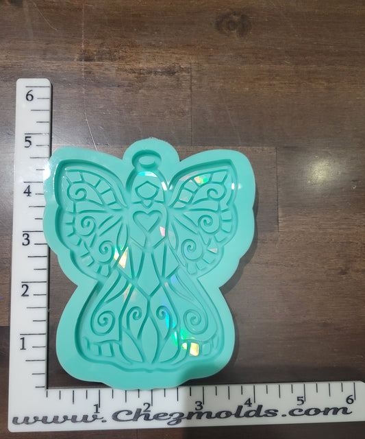 Layered holo butterfly wings angel ornament