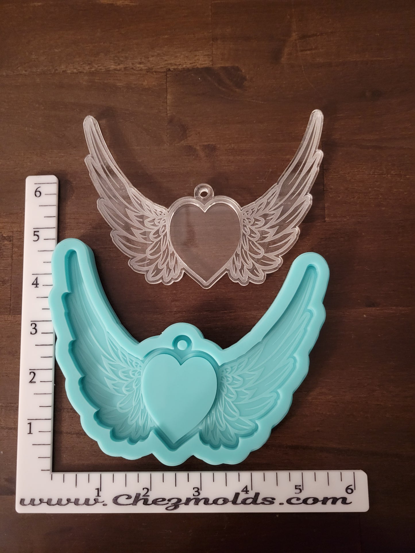 Layered angel wings with heart opening for photo ornament