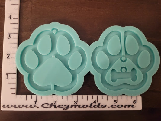 3d self standing paw- ornament with  bone