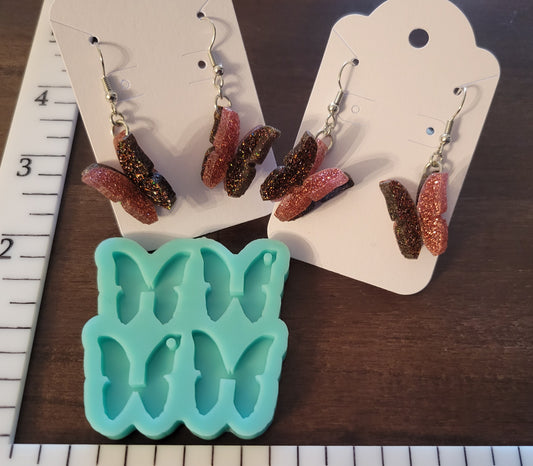 Mini 3d butterfly earring set