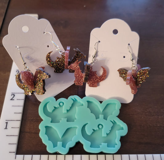 Mini 3d dragon earring set