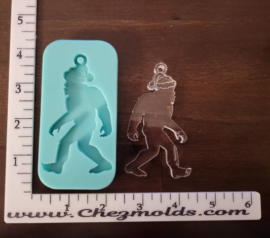 Bigfoot with santa hat ornament