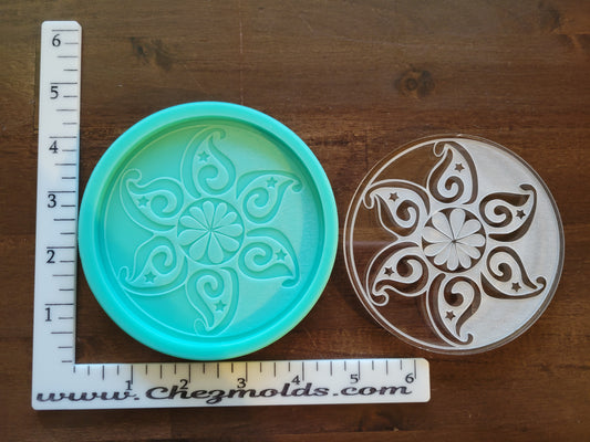 Mandala star flower coaster